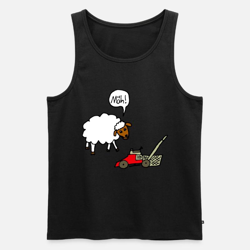 Schaf und Rasenmäher lustiger Comic Spruch Witz - Männer Premium Bio Tank Top - Schwarz