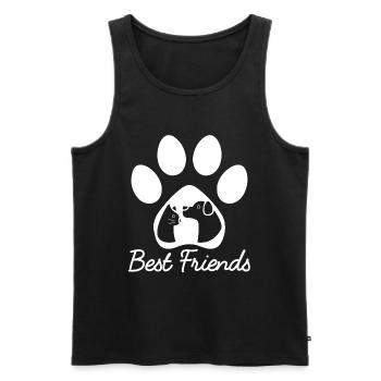 Chemise chien chat - meilleurs amis - Débardeur bio Premium Homme - noir - Devant - Michal (187cm)