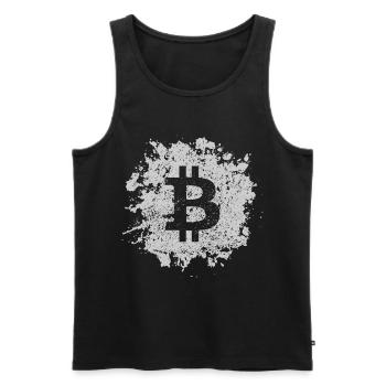 Logo Bitcoin Look Vintage I Splash BTC Bitcoin - Débardeur bio Premium Homme - noir - Devant - AI Model Male 178 light (178cm)