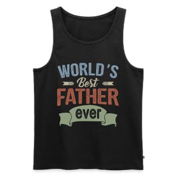 Meilleur père du monde - Idée cadeau fête des pères - Débardeur bio Premium Homme - noir - Devant - Michal (187cm)