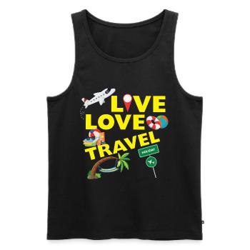 Life Love Travel - Holiday Vacationer Gift - Men's Premium Organic Tank Top - black - Front - Michal (187cm)