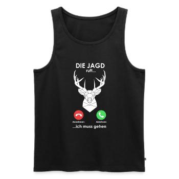 Anruf Jagd Hirsch ruft Geschenk - Männer Premium Bio Tank Top - Schwarz - Vorne - Michal (187cm)
