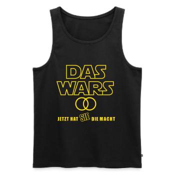 Le cadeau de fête de bachelorette Wars JGA - Débardeur bio Premium Homme - noir - Devant - AI Model Male 178 light (178cm)