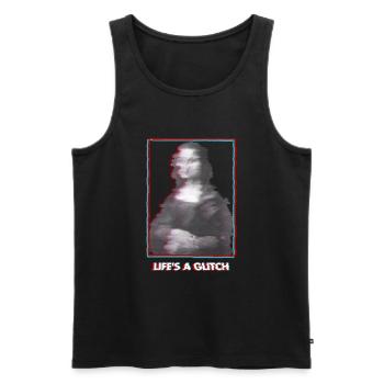 Glitch Vaporwave Mona Lisa - Men's Premium Organic Tank Top - black - Front - AI Model Male 178 light (178cm)
