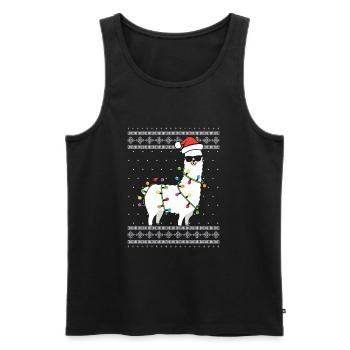 Alpaca Lama Ugly Christmas Funny - Débardeur bio Premium Homme - noir - Devant - Michal (187cm)