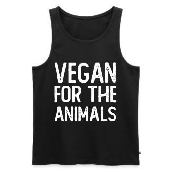 Vegan for the animals. - Männer Premium Bio Tank Top - Schwarz - Vorne - Michal (187cm)