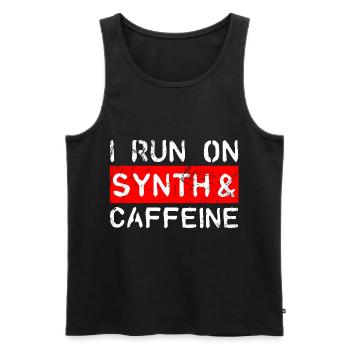 I run on synth & caffeine - Männer Premium Bio Tank Top - Schwarz - Vorne - AI Model Male 178 light (178cm)