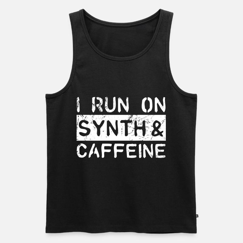 I run on synth & caffeine - Männer Premium Bio Tank Top - Schwarz