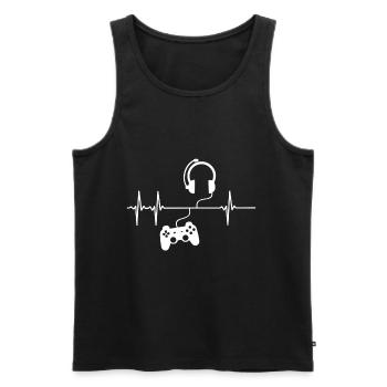 Gamer Heartbeat Zocker Heartbeat Gift - Men's Premium Organic Tank Top - black - Front - Michal (187cm)