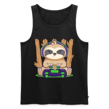 Gamer Faultier Zocker Gaming Video Game Computer - Männer Premium Bio Tank Top - Schwarz - Vorne - AI Model Male 178 light (178cm)
