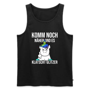 Komm Noch Näher Und Es Klatscht Glitzer Einhorn - Männer Premium Bio Tank Top - Schwarz - Vorne - AI Model Male 178 light (178cm)