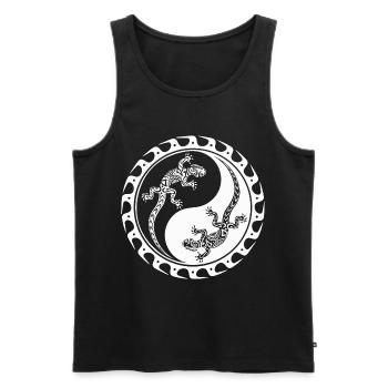 Salamandre Maori Polynésian Tattoo Yin Yang - Débardeur bio Premium Homme - noir - Devant - AI Model Male 178 light (178cm)