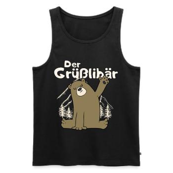 Gruesslibaer der Grüßlibär winkt Bär Motiv Meme - Männer Premium Bio Tank Top - Schwarz - Vorne - Michal (187cm)