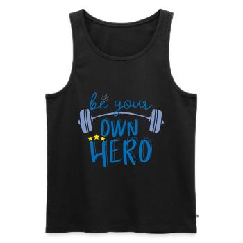 Funny Fitness Sport Saying - Your Own Hero - Men's Premium Organic Tank Top - black - Front - Michal (187cm)