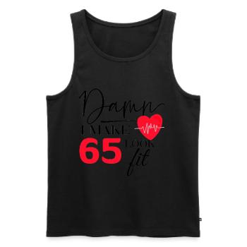 65 Anniversaire - Drôle de Fitness Anniversaire Dire - Débardeur bio Premium Homme - noir - Devant - Michal (187cm)