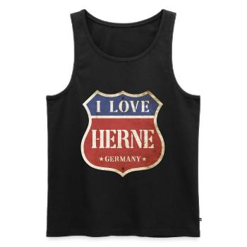 Herne Germany City I Love Vintage Retro - Men's Premium Organic Tank Top - black - Front - AI Model Male 178 light (178cm)