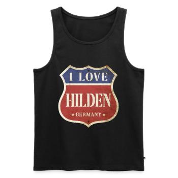 Hilden Germany City I Love Vintage Retro - Men's Premium Organic Tank Top - black - Front - AI Model Male 178 light (178cm)