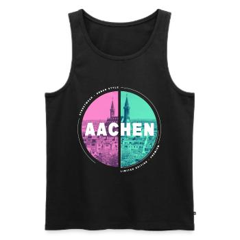 Aachen Germany City Skyline Home Love - Men's Premium Organic Tank Top - black - Front - AI Model Male 178 light (178cm)
