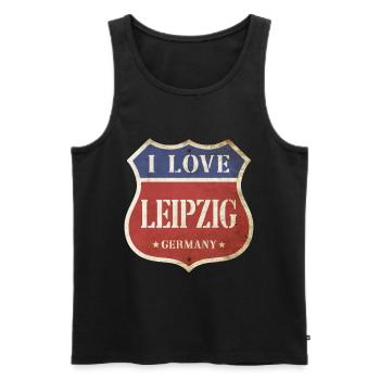 Leipzig Deutschland Stadt I Love Vintage Retro - Männer Premium Bio Tank Top - Schwarz - Vorne - AI Model Male 178 light (178cm)