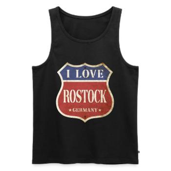 Rostock Allemagne Ville J’aime Vintage Rétro - Débardeur bio Premium Homme - noir - Devant - AI Model Male 178 light (178cm)
