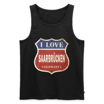 Saarbrücken Germany City I Love Vintage Retro - Men's Premium Organic Tank Top - black - Front - Michal (187cm)