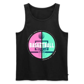 Basketteur Basketteur Basket Dunking Sport Vintage - Débardeur bio Premium Homme - noir - Devant - Michal (187cm)