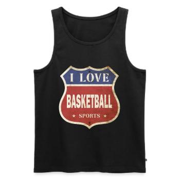 Basketball I Love Vintage Retro Shield Route Sport - Men's Premium Organic Tank Top - black - Front - Michal (187cm)