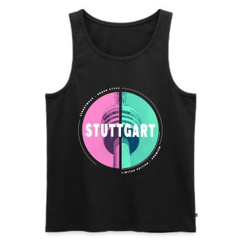 Stuttgart Germany City Skyline Home Love - Men's Premium Organic Tank Top - black - Front - AI Model Male 178 light (178cm)
