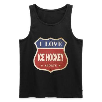 Eishockey I Love Vintage Retro Schild Route Sport - Männer Premium Bio Tank Top - Schwarz - Vorne - Michal (187cm)