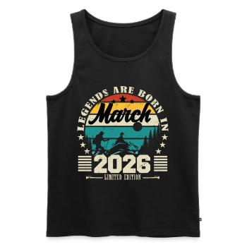 Mars 2026. Cadeau d'anniversaire mars 2026. - Débardeur bio Premium Homme - noir - Devant - Michal (187cm)