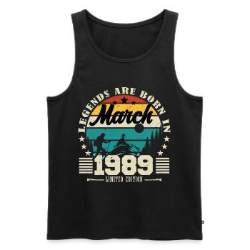 March 1989. Birthday gift March 1989. - Men's Premium Organic Tank Top - black - Front - Michal (187cm)