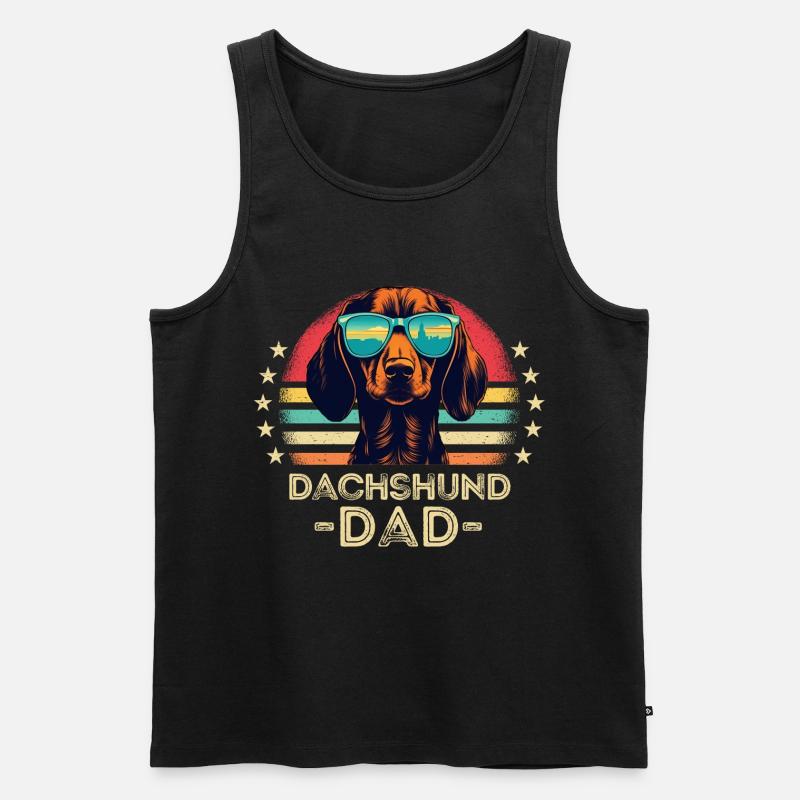Dackel mit sonnenbrille retro - Männer Premium Bio Tank Top - Schwarz