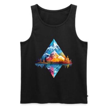 Natur Abenteuer Wildnis Berge Wald Bäume Bunt - Männer Premium Bio Tank Top - Schwarz - Vorne - Michal (187cm)