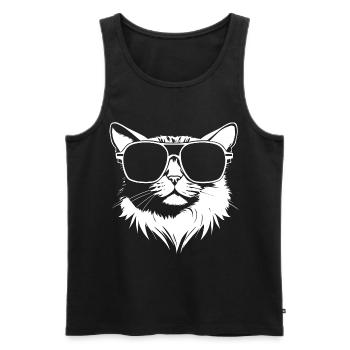 Lustige Katze mit Sonnenbrille Kätzchen Sonnenbrille Katzen - Männer Premium Bio Tank Top - Schwarz - Vorne - Michal (187cm)