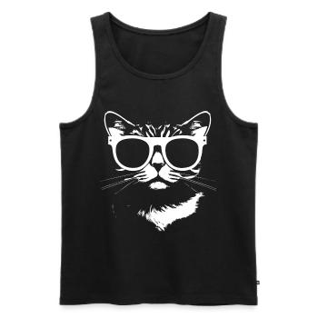 Drôle de chat avec des lunettes de soleil Chaton Sunglas Cats - Débardeur bio Premium Homme - noir - Devant - Michal (187cm)