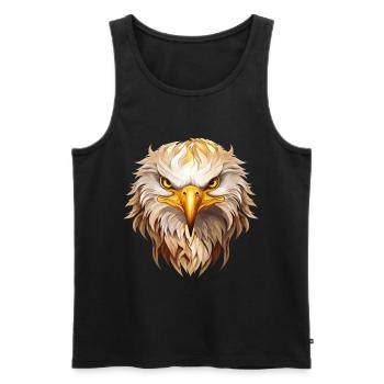 aigle, tête d’aigle, oiseau de proie, oiseau de proie, animal, nature - Débardeur bio Premium Homme - noir - Devant - Michal (187cm)