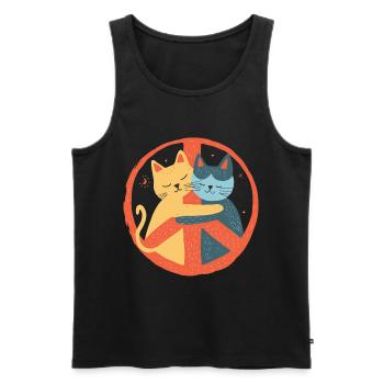 Katzen Peace Zeichen Frieden Symbol Liebe Umarmung - Männer Premium Bio Tank Top - Schwarz - Vorne - Michal (187cm)