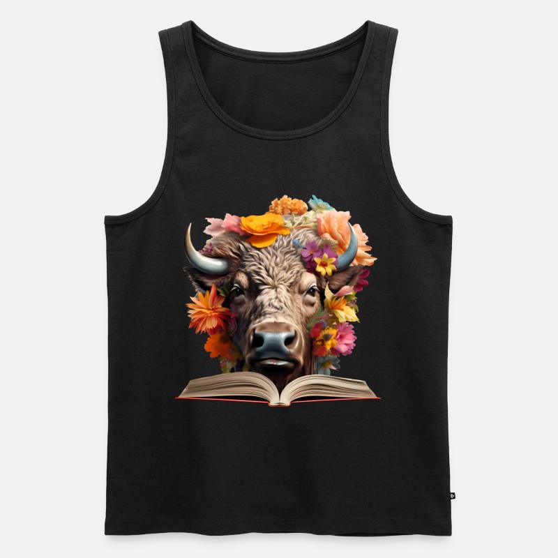 Bison Lesen Buch - Männer Premium Bio Tank Top - Schwarz