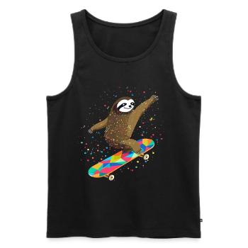 Skateboarding Faultier für Skaters - Männer Premium Bio Tank Top - Schwarz - Vorne - Michal (187cm)