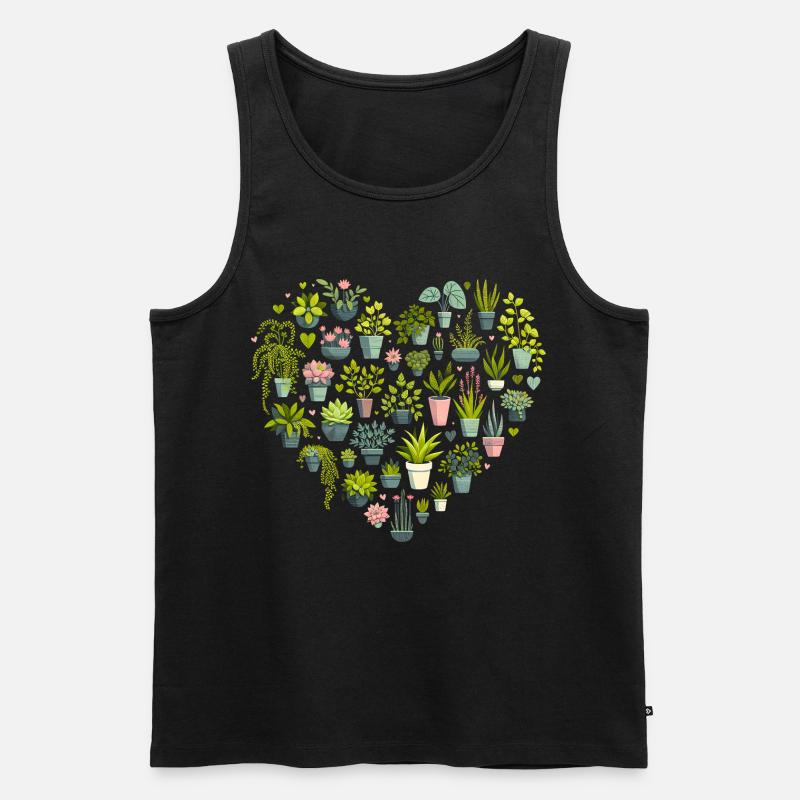 Pflanzenherz - Männer Premium Bio Tank Top - Schwarz