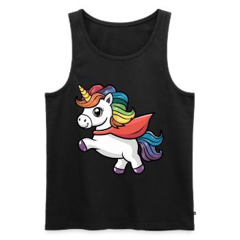 Lustiges Einhorn als Held für einen Superheld - Männer Premium Bio Tank Top - Schwarz - Vorne - Michal (187cm)