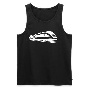 Dessin de train - Débardeur bio Premium Homme - noir - Devant - AI Model Male 178 light (178cm)
