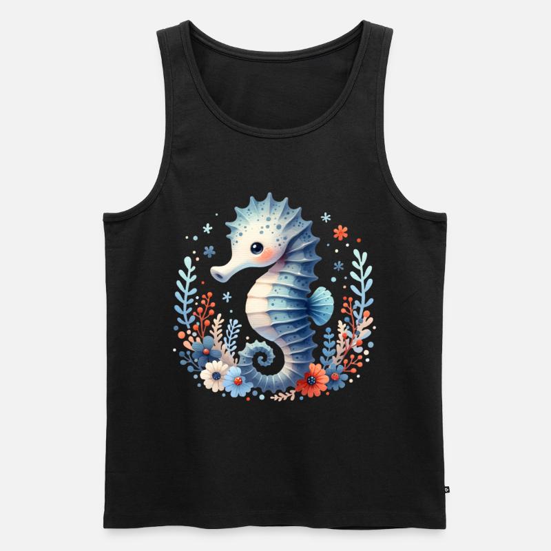 Seepferd Seepferdchen - Männer Premium Bio Tank Top - Schwarz