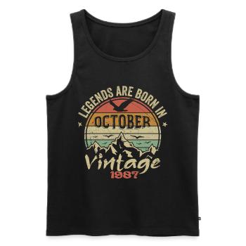 Awesome Since October 1987 - October 1987 Gift - Men's Premium Organic Tank Top - black - Front - AI Model Male 178 light (178cm)