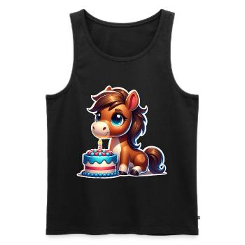 Cheval Poulain Poney Anniversaire - Débardeur bio Premium Homme - noir - Devant - Michal (187cm)