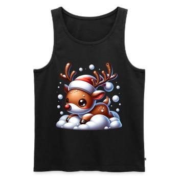 Renne mignon cadeau de Saint-Nicolas - Débardeur bio Premium Homme - noir - Devant - AI Model Male 178 light (178cm)
