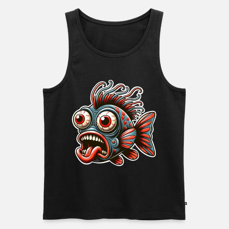 Fisch Crazy - Männer Premium Bio Tank Top - Schwarz
