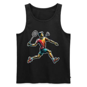 Badminton - Débardeur bio Premium Homme - noir - Devant - Michal (187cm)