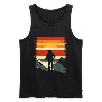 Randonnée Montagnes Vintage Randonneur Fête des Pères - Débardeur bio Premium Homme - noir - Devant - Michal (187cm)