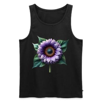 Tournesol violette florale vrille fleur florale - Débardeur bio Premium Homme - noir - Devant - AI Model Male 178 light (178cm)